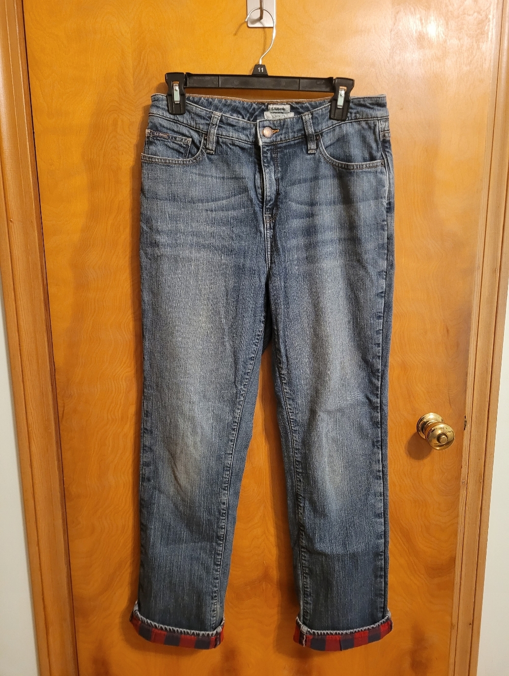 LL Bean Womens Classic Flannel Lined Jeans - 8